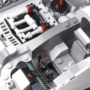Close-up of engine and pilot's control panels. 