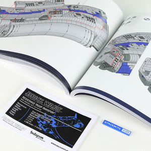Open instruction manual displaying technical drawings of a the Resistance Troop Transport Ship.