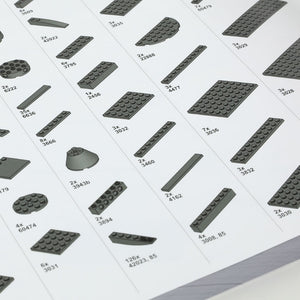 Close-up of instruction manual showing parts required for the build. 