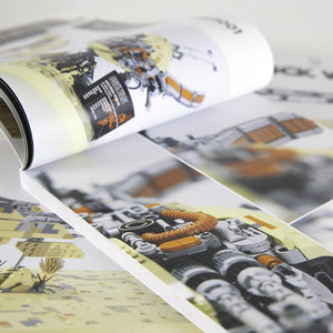 Opened manual of the Kintan Strider Speeder bike flipped to a different page in the gallery showcasing the Kintan Strider Speeder Bike from various angles. 