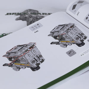 Detailed instructions of a AT-ST design manual with 'BRICK Wars' branding.