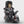 An alternate build of MOC-Hunter from the Bad Batch buildable figures series not wearing a helmet and showing printed Pieces of Hunter's face holding knives build with LEGO® bricks. 